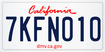 CA license plate 7KFN010