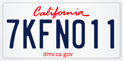 CA license plate 7KFN011