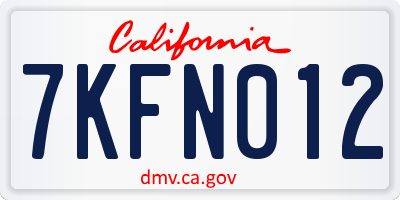 CA license plate 7KFN012