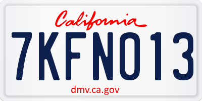 CA license plate 7KFN013