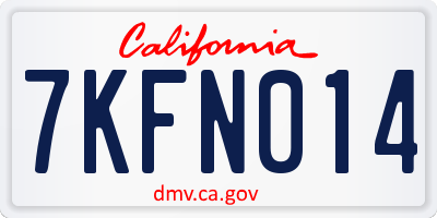 CA license plate 7KFN014