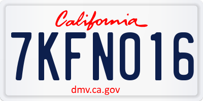 CA license plate 7KFN016