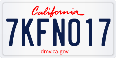 CA license plate 7KFN017
