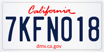 CA license plate 7KFN018