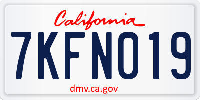 CA license plate 7KFN019