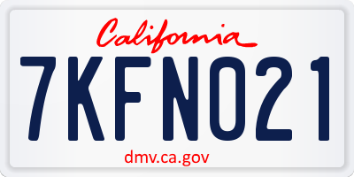 CA license plate 7KFN021