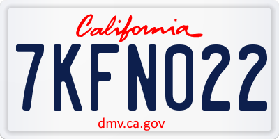 CA license plate 7KFN022
