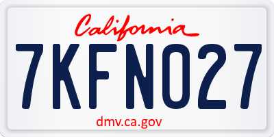 CA license plate 7KFN027