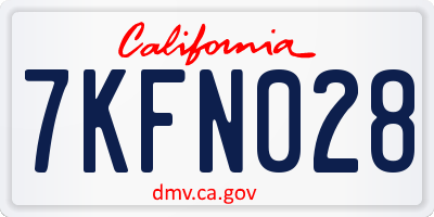 CA license plate 7KFN028
