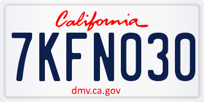 CA license plate 7KFN030