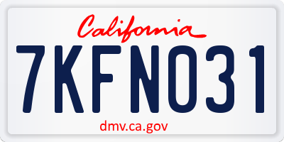 CA license plate 7KFN031