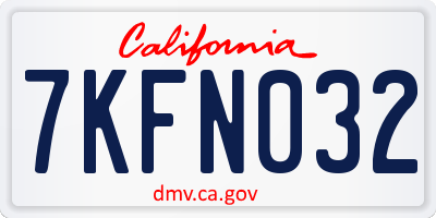 CA license plate 7KFN032
