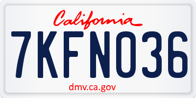 CA license plate 7KFN036