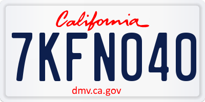 CA license plate 7KFN040