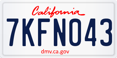 CA license plate 7KFN043