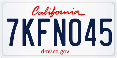 CA license plate 7KFN045