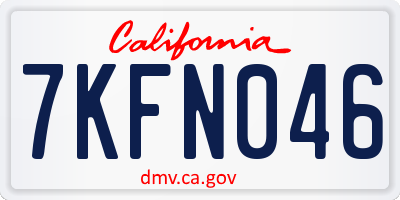 CA license plate 7KFN046