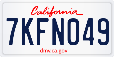 CA license plate 7KFN049