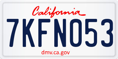 CA license plate 7KFN053