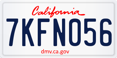 CA license plate 7KFN056