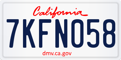 CA license plate 7KFN058