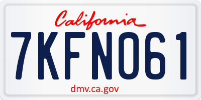 CA license plate 7KFN061