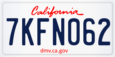 CA license plate 7KFN062