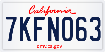 CA license plate 7KFN063