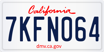 CA license plate 7KFN064