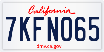 CA license plate 7KFN065