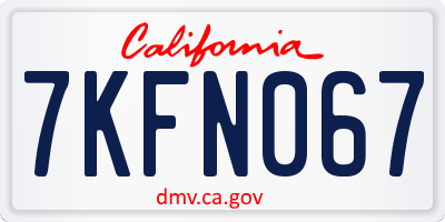 CA license plate 7KFN067