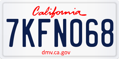 CA license plate 7KFN068
