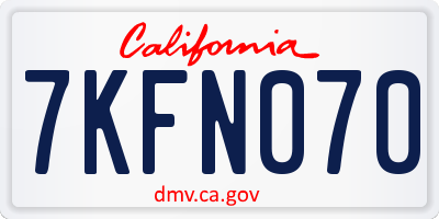 CA license plate 7KFN070