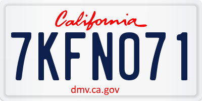 CA license plate 7KFN071