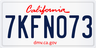 CA license plate 7KFN073