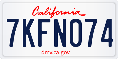 CA license plate 7KFN074