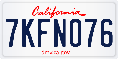 CA license plate 7KFN076
