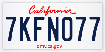 CA license plate 7KFN077