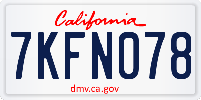 CA license plate 7KFN078
