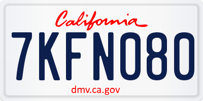 CA license plate 7KFN080
