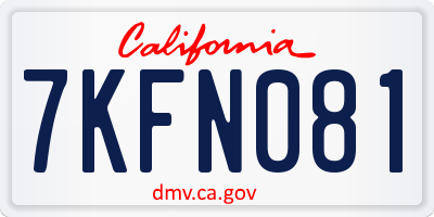 CA license plate 7KFN081