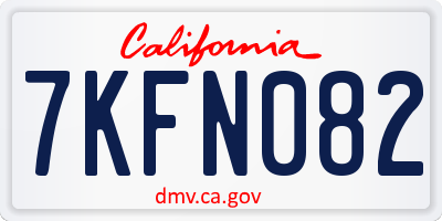 CA license plate 7KFN082