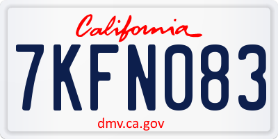 CA license plate 7KFN083