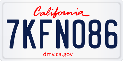 CA license plate 7KFN086