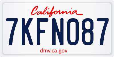 CA license plate 7KFN087