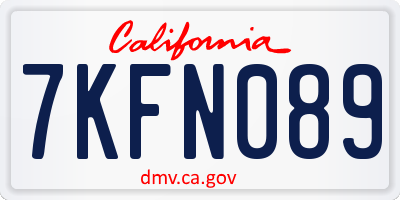 CA license plate 7KFN089