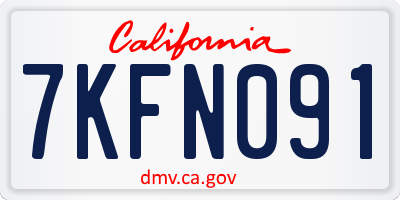 CA license plate 7KFN091
