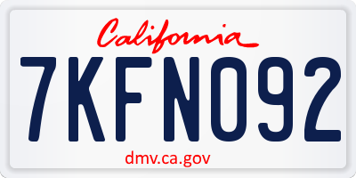 CA license plate 7KFN092