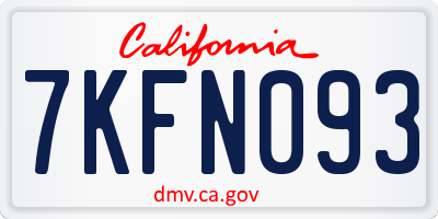 CA license plate 7KFN093