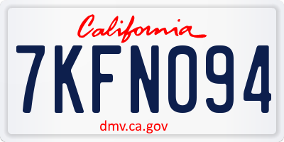 CA license plate 7KFN094